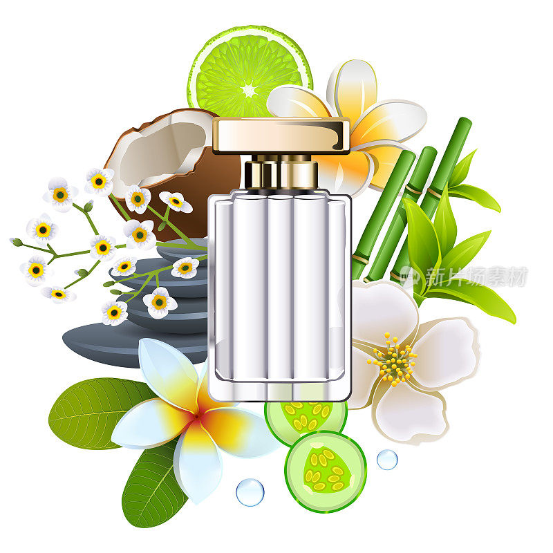 Vector Fragrance with White Flower